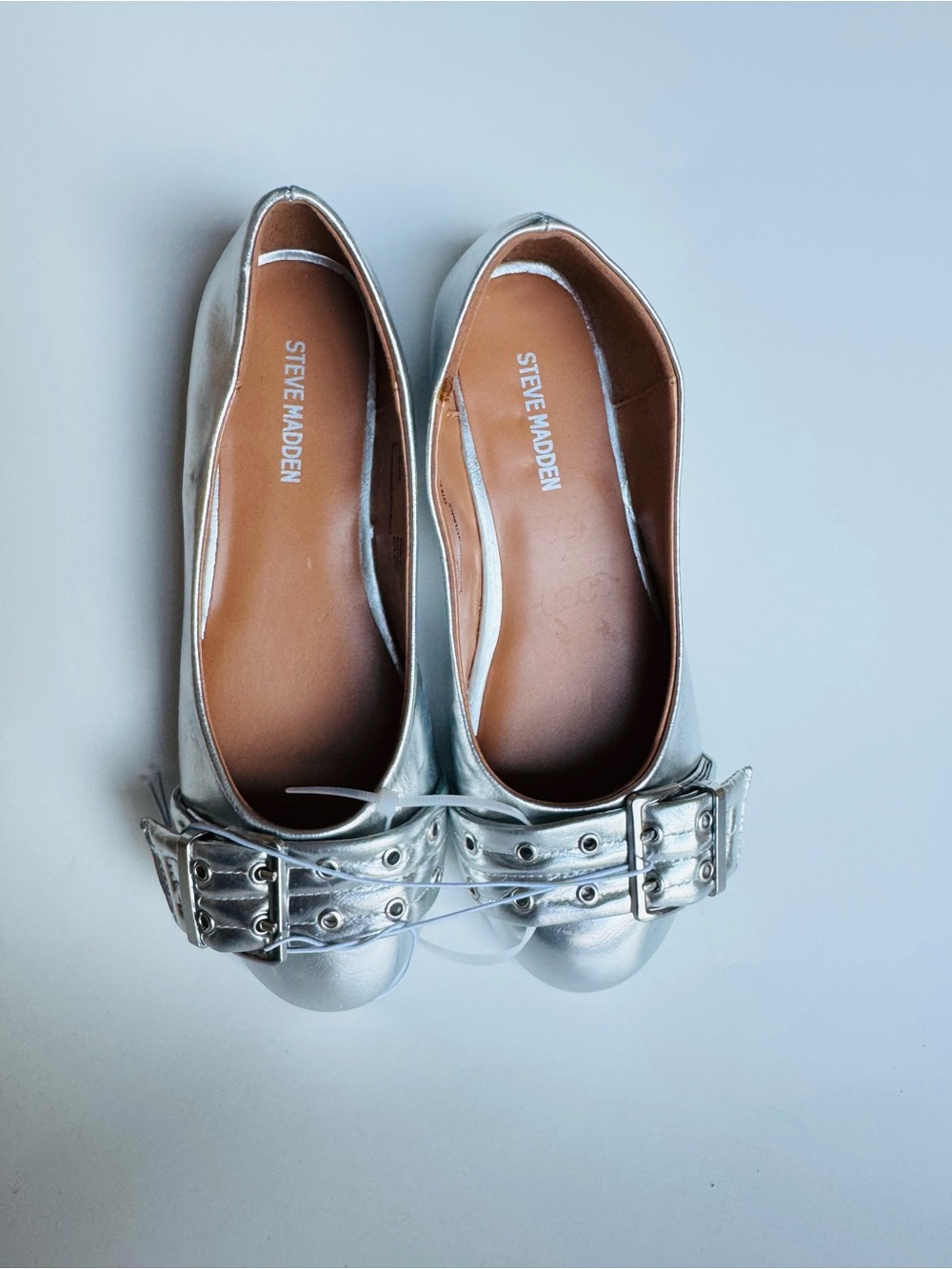 Steve Madden Silver Buckle Ballet Flats